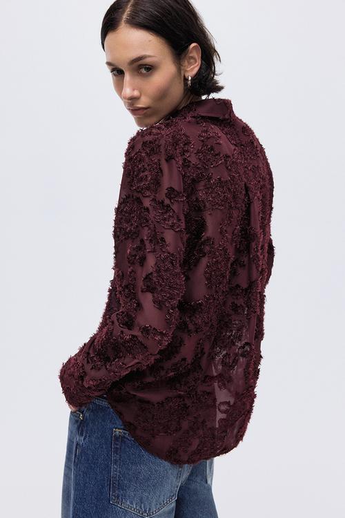 Jacquard-weave shirt - burgundy