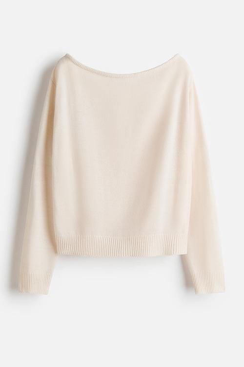 Off-the-shoulder jumper - light beige