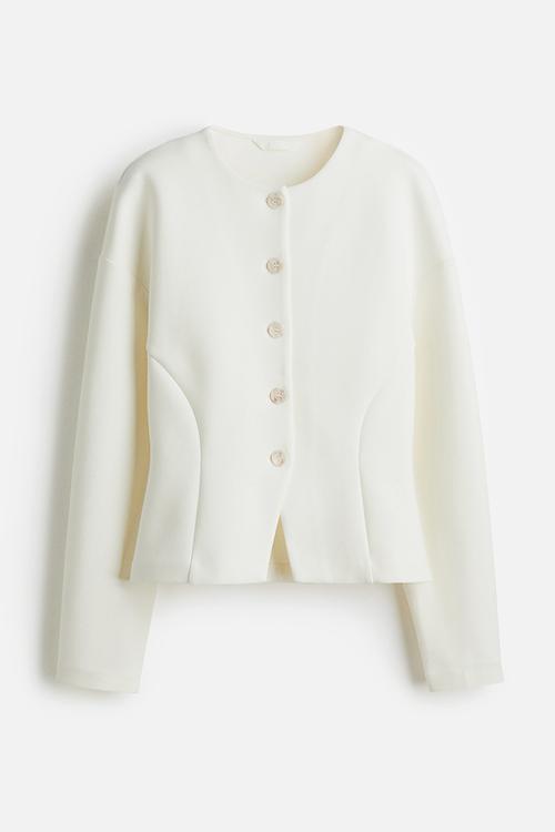 Collarless scuba blazer - white