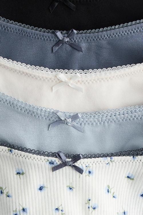 5 pack cotton thong briefs - white/blue floral