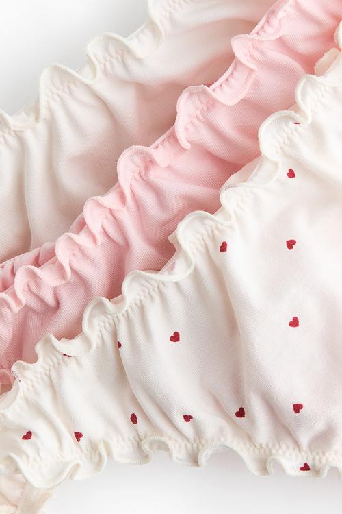 3 pack overlock-detail thong briefs - white/light pink