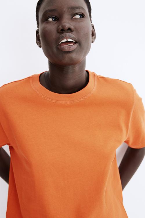 Oversized cotton t-shirt - orange