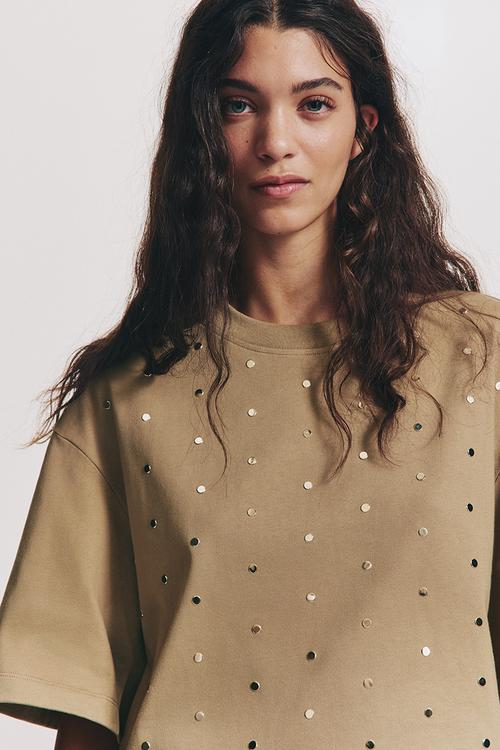 Embellished t-shirt - beige