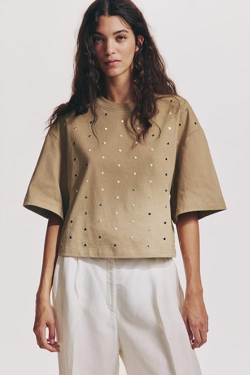 Embellished t-shirt - beige