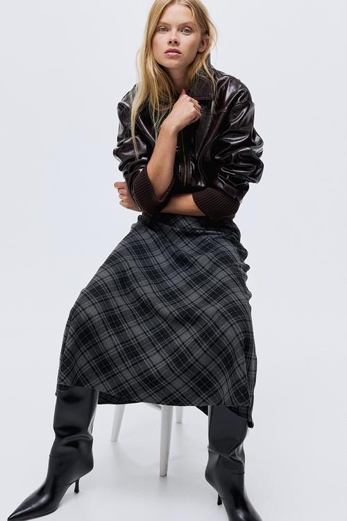 Midi skirt - grey/checked