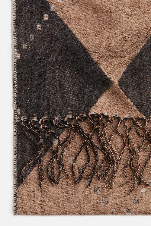 Scarf - beige/argyle pattern