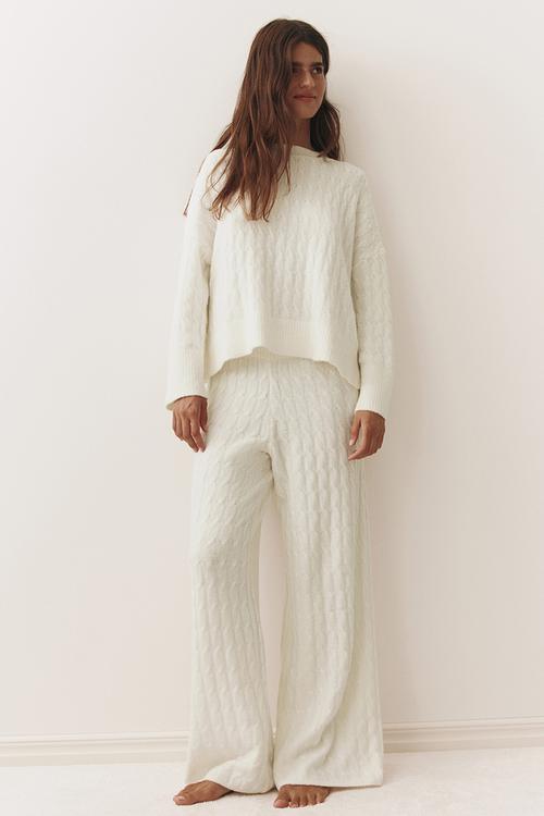Cable-knit trousers - white