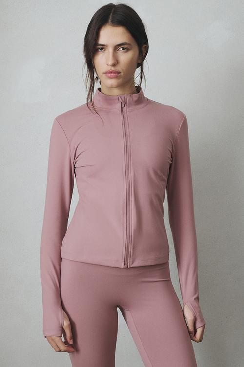 Zip-through sports jacket with softmove? - antique rose