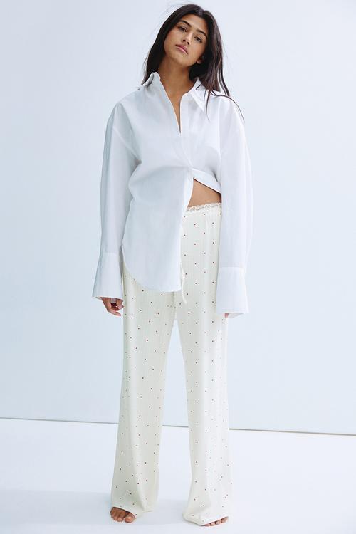 Pointelle pyjama bottoms - white/hearts
