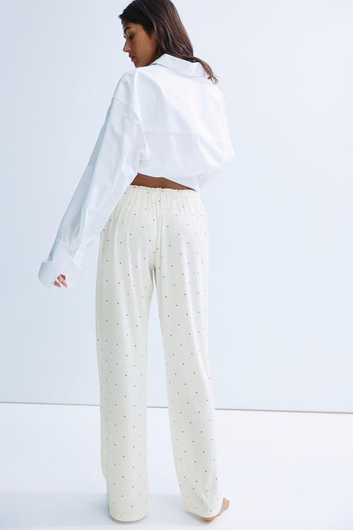 Pointelle pyjama bottoms - white/hearts