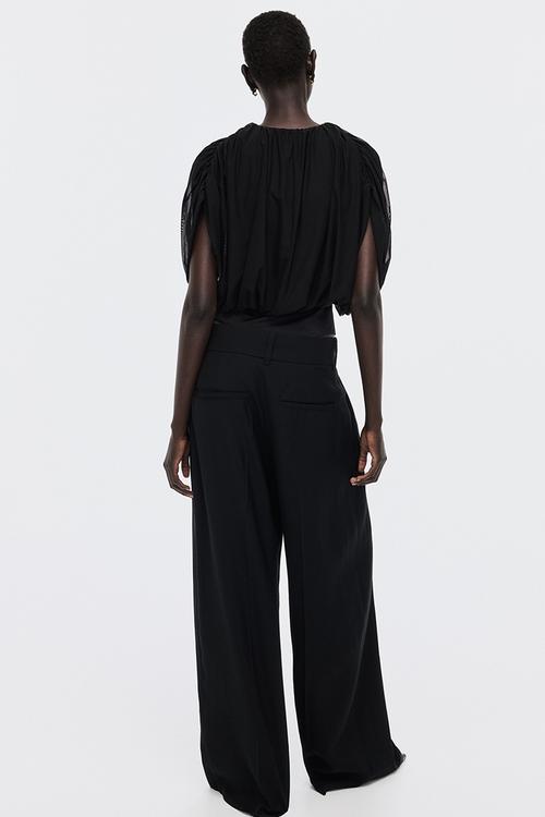 Draped thong body - black