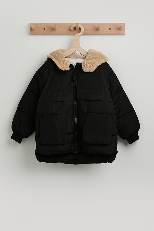 Animal ear padded jacket - black