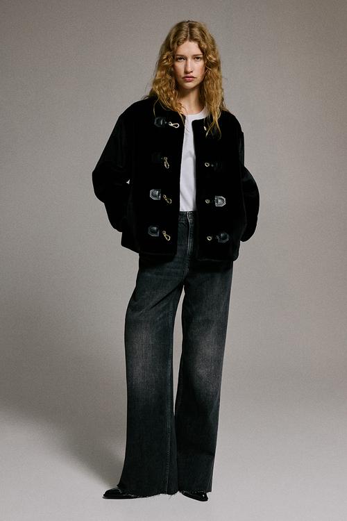 Duffle-style jacket - black