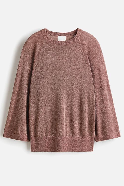 Fine-knit glittery top - dusty pink marl