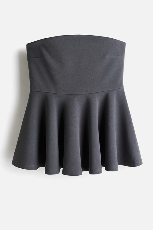 Bandeau peplum top - dark grey