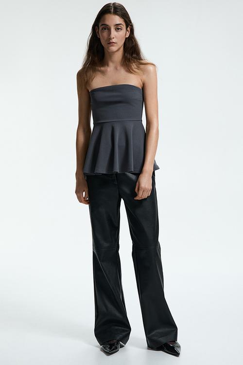 Bandeau peplum top - dark grey