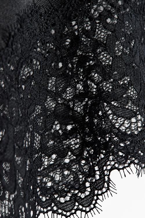 Asymmetric lace-trimmed skirt - black
