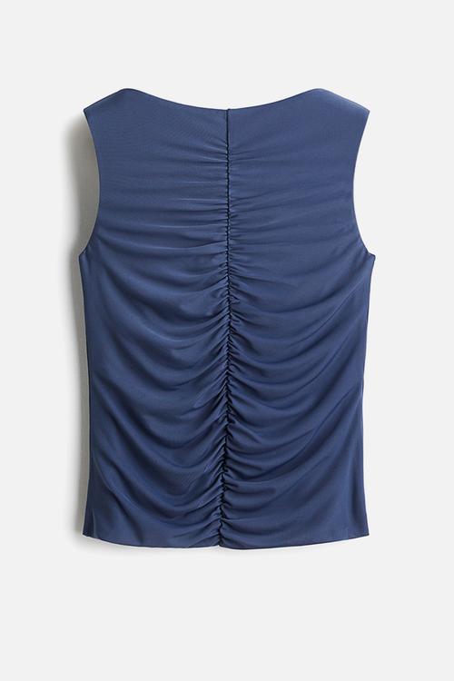 Ruched top - pigeon blue