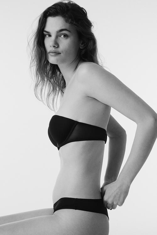 Padded microfibre balconette bra - black
