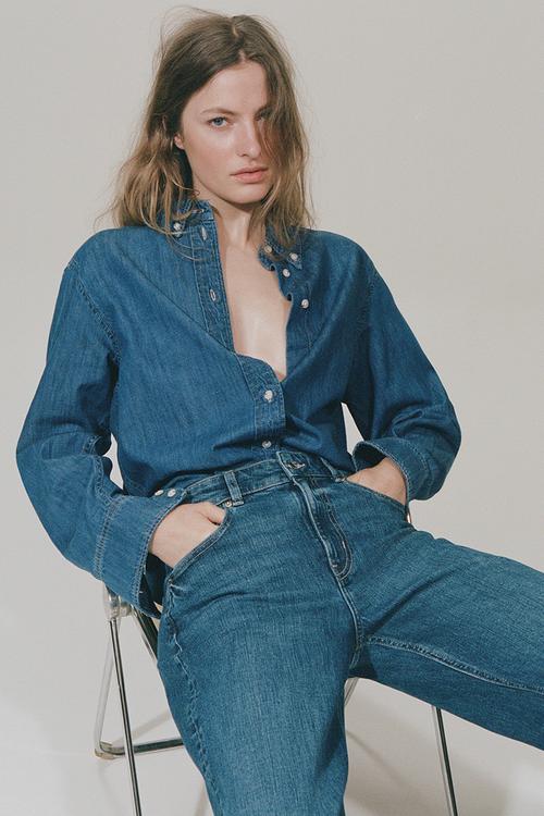 Wide high waist jeans - denim blue