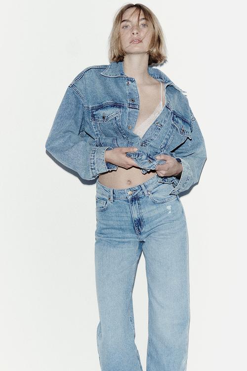 Wide high waist jeans - light denim blue