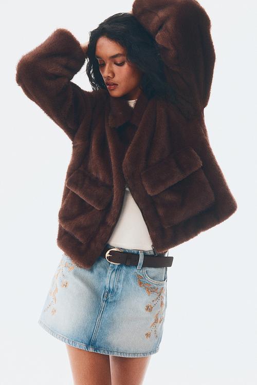Fluffy jacket - brown