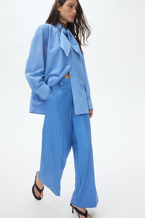 Straight tailored trousers - blue
