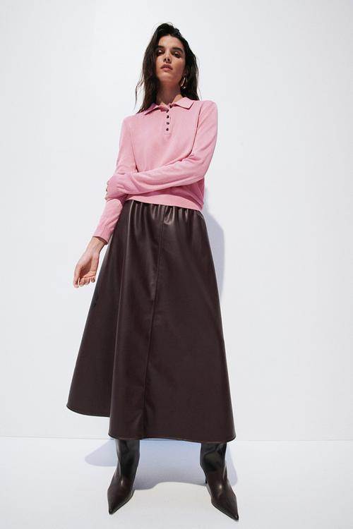 Fine-knit polo shirt - pink