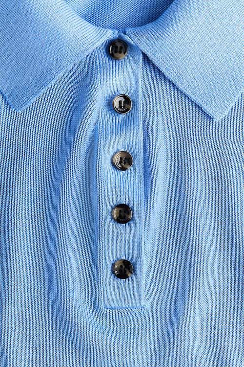 Fine-knit polo shirt - blue