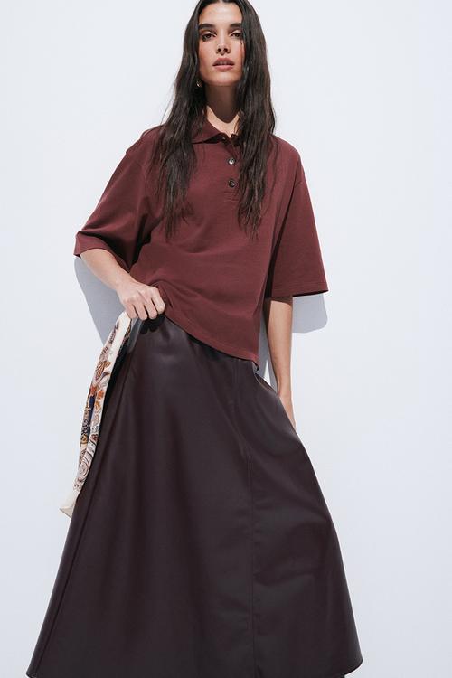 Cotton polo shirt - burgundy