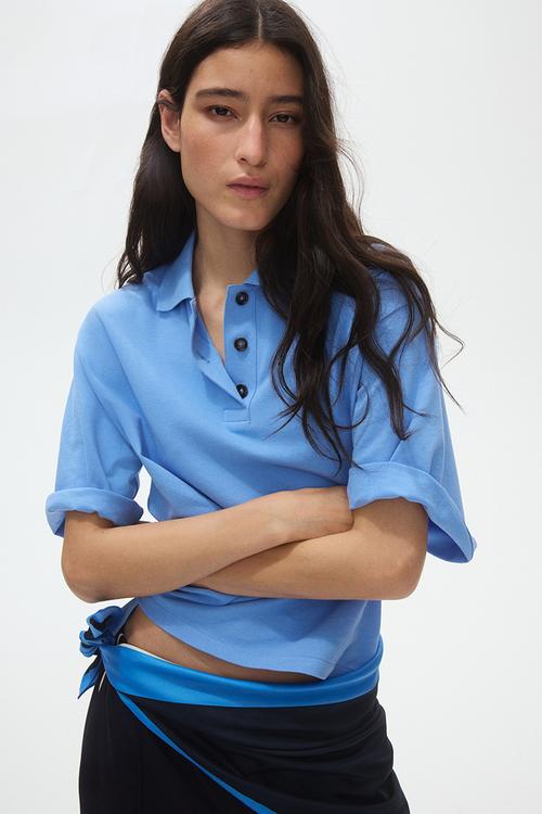 Cotton polo shirt - light blue
