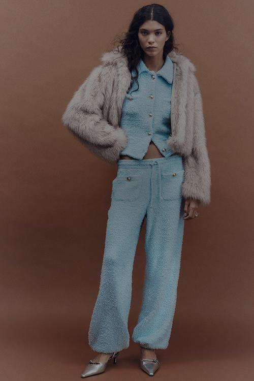 Fluffy sweatpants - light turquoise