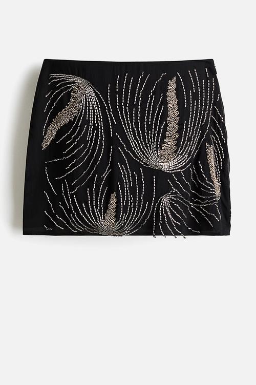 Embellished mini skirt - black