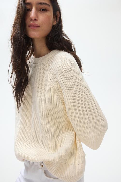 Short-sleeved jumper - light beige
