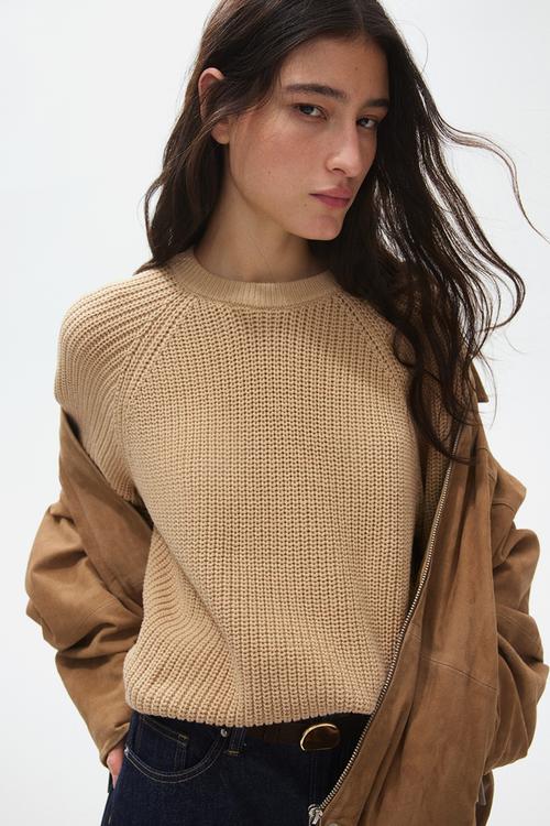 Short-sleeved jumper - beige