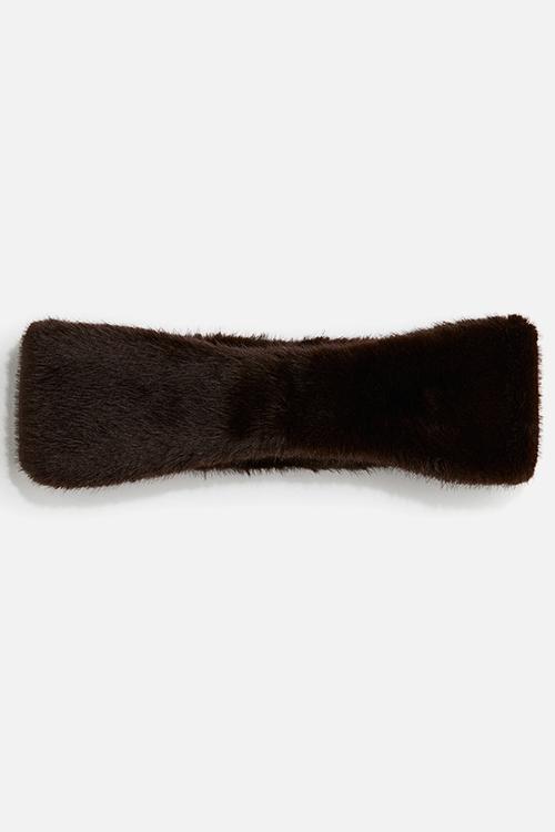 Fluffy headband - dark brown