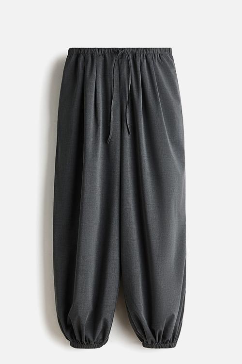 Balloon drawstring trousers - dark grey marl