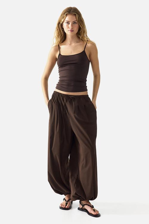 Balloon drawstring trousers - dark brown