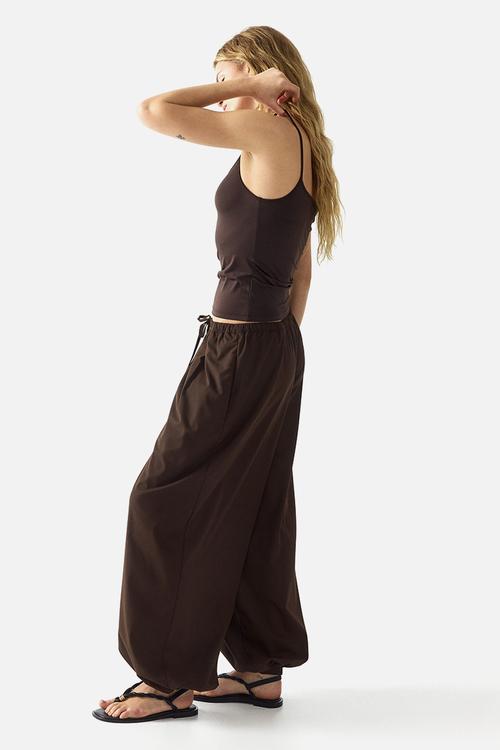 Balloon drawstring trousers - dark brown