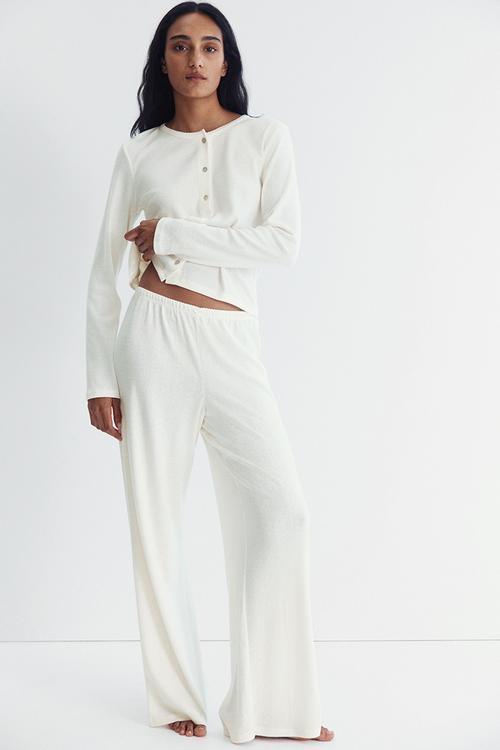 Pointelle jersey pyjamas - cream