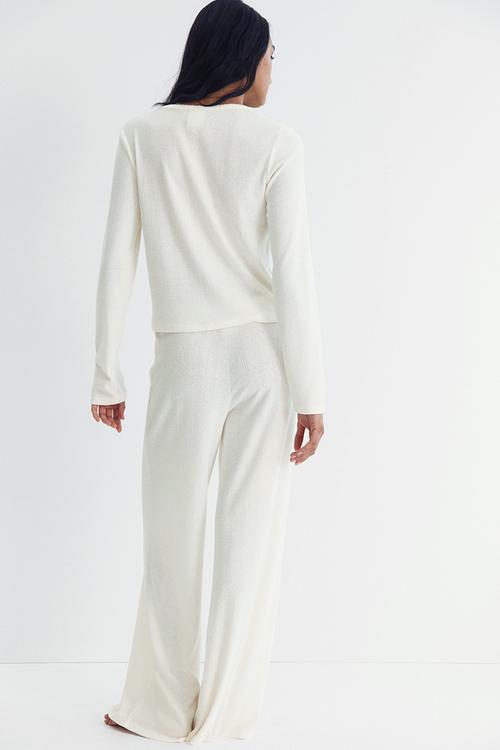 Pointelle jersey pyjamas - cream