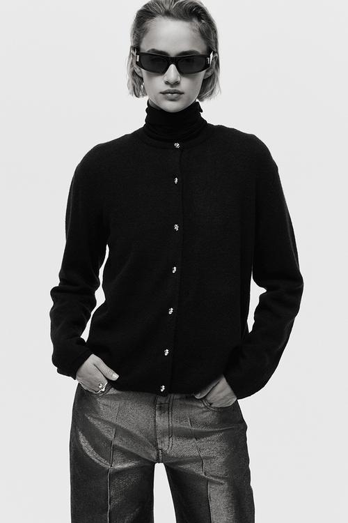 Fine-knit cardigan - black
