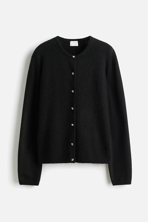 Fine-knit cardigan - black