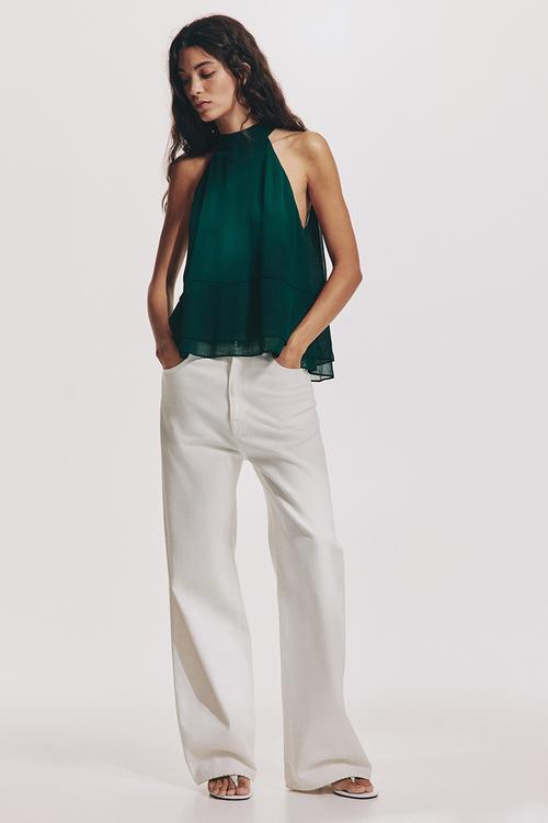 Halterneck top - dark green