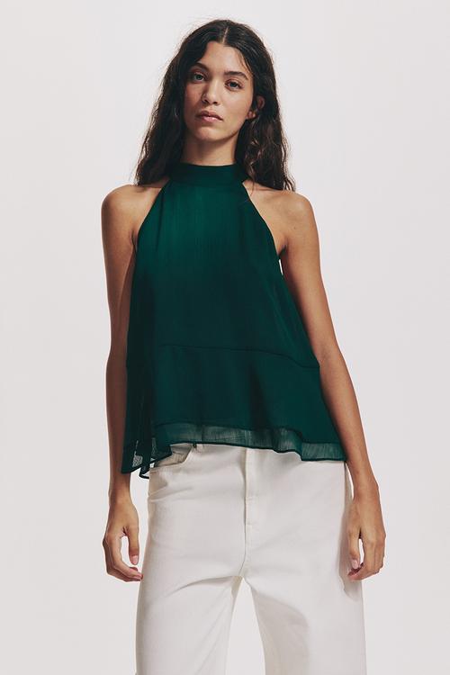 Halterneck top - dark green