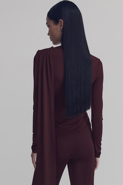 Gathered top - burgundy