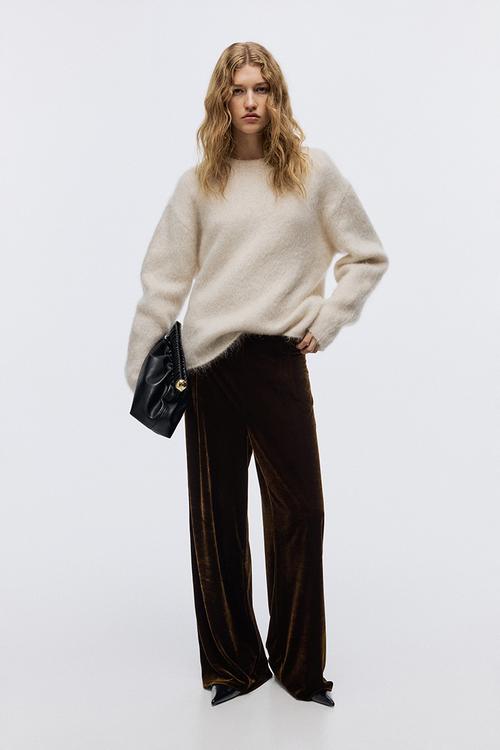 Velour trousers - dark green