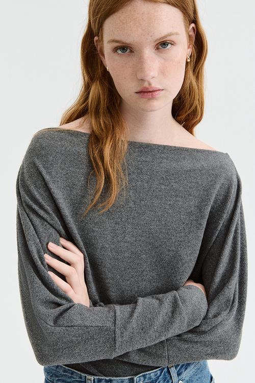 Dolman-sleeved top - dark grey marl