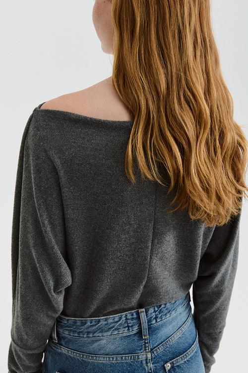 Dolman-sleeved top - dark grey marl