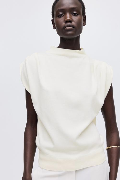 Fine-knit top - light beige